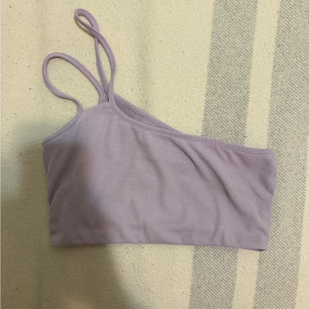 Lavender One-Shoulder Crop Top